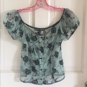 BETSEY JOHNSON Off Shoulder Sheer Floral Top NWOT